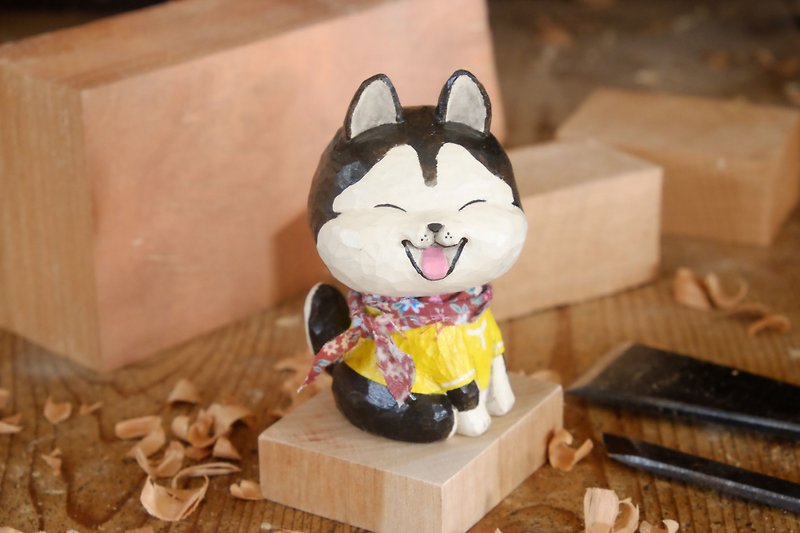 I want to be a room wood carving animal _ sitting posture small singer (log hand carved) - ตุ๊กตา - ไม้ สีดำ