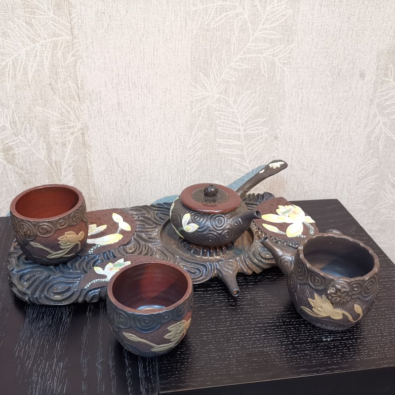 手工製作-花壺系列-荷花茶具套組 - 茶壺/茶杯/茶具 - 陶 