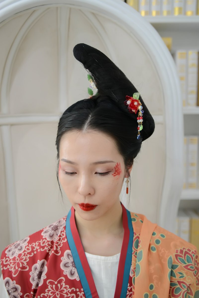 花落時髮釵/髮簪/髮梳 - 髮夾/髮圈 - 銅/黃銅 紅色