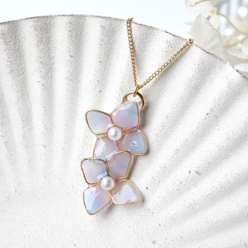 小さな紫陽花jewelryネックレス - 項鍊 - 其他材質 藍色