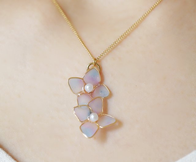 小さな紫陽花jewelryネックレス - ショップ ArtRier ネックレス - Pinkoi