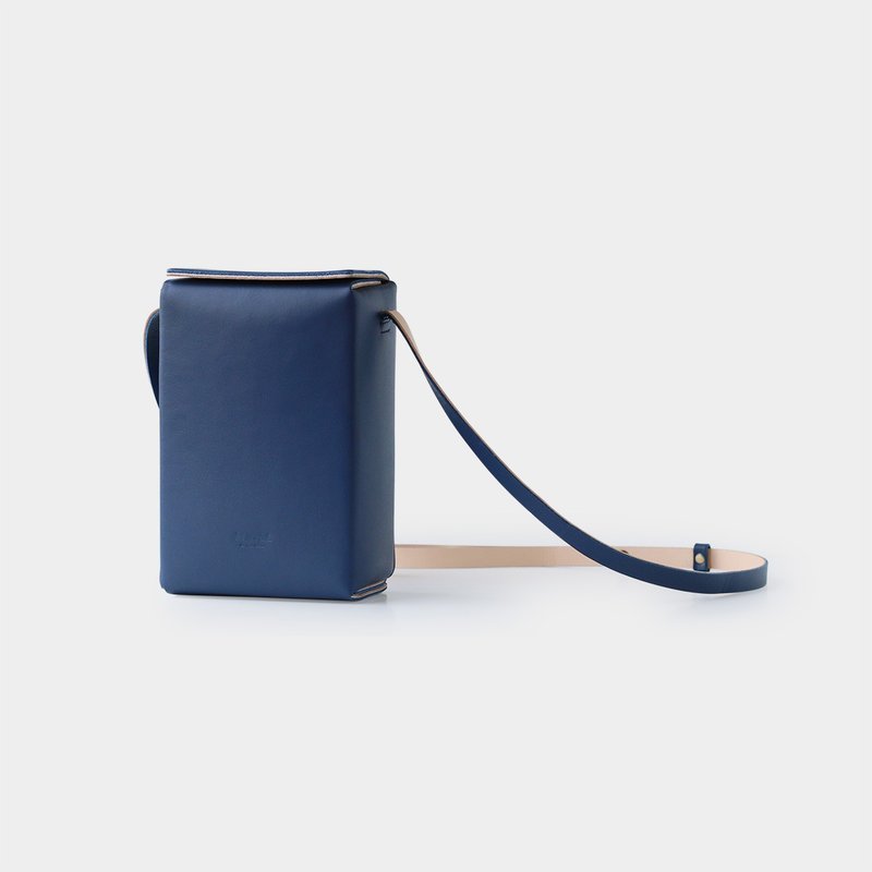 box shoulder bag (s) : navy - 手提包/手提袋 - 真皮 藍色