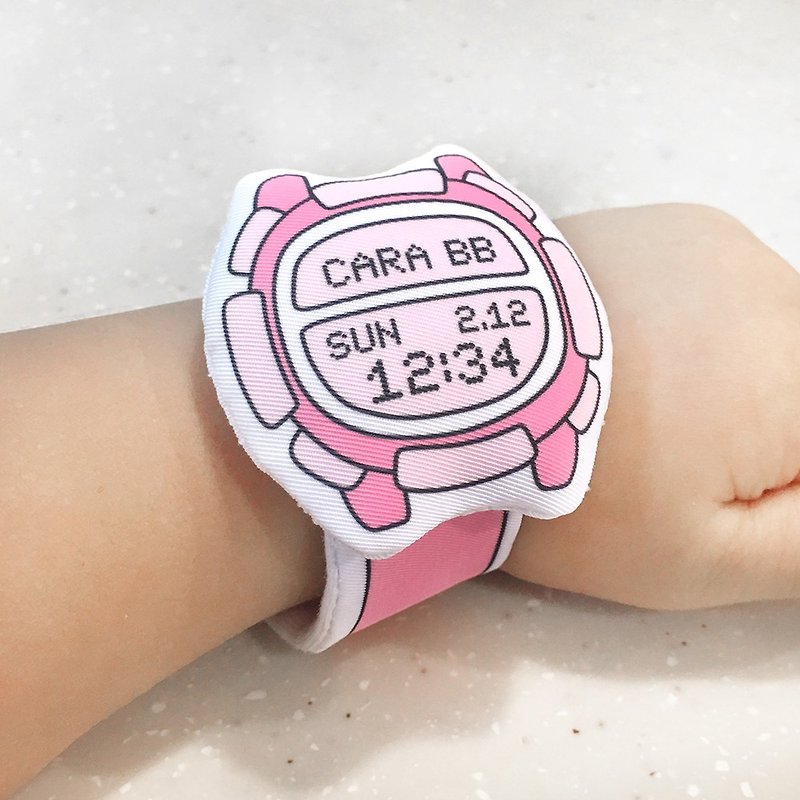 我的第一隻布手錶(客製化)My first Baby Watch (D03A07) - 滿月禮物 - 棉．麻 粉紅色