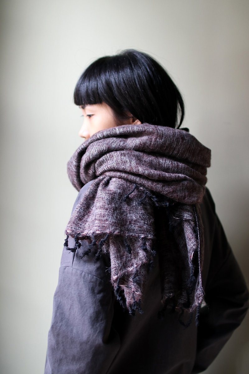 OMAKE mixed scarf - Knit Scarves & Wraps - Cotton & Hemp Red