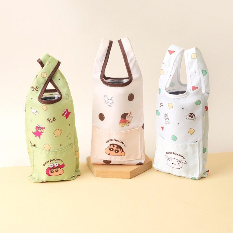 Crayon Shin-chan binaural beverage bag - genuine authorized waterproof folding environmental protection beverage bag beverage bag - กระเป๋าถือ - เส้นใยสังเคราะห์ หลากหลายสี