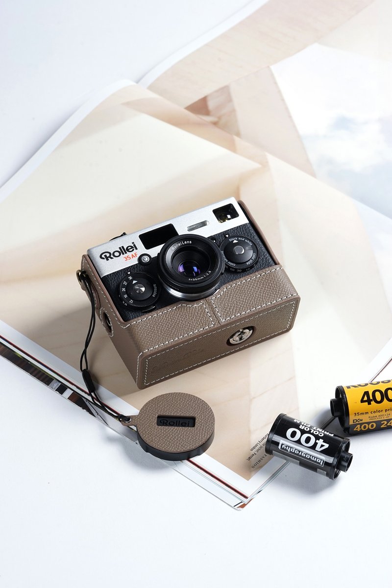 適用機型Rollei 35AF 手掌紋皮革相機底座皮套 - 相機包/相機袋 - 真皮 多色