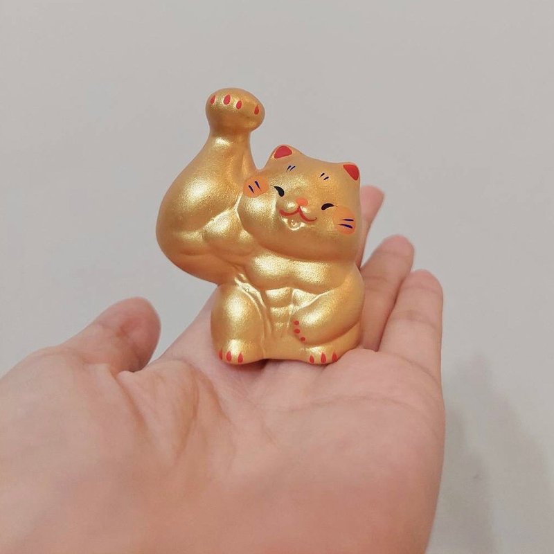 Authorized by Japan [RYUKODO] - Lucky Muscle Cat Baby|Start of School|Marriage|Stationery|Sports - Items for Display - Pottery 