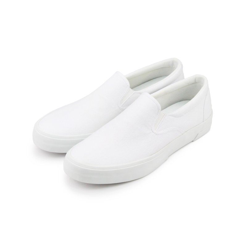 PI-ZERO 帆布小白 slip-on 輕便懶人鞋 - 男休閒鞋 - 棉．麻 白色