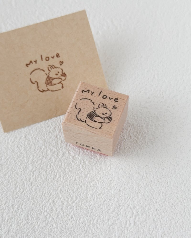 だいすきの気持ち | リスの2×2cmラバースタンプ  日記やお手紙に愛らしさを - 印章/印台 - 木頭 