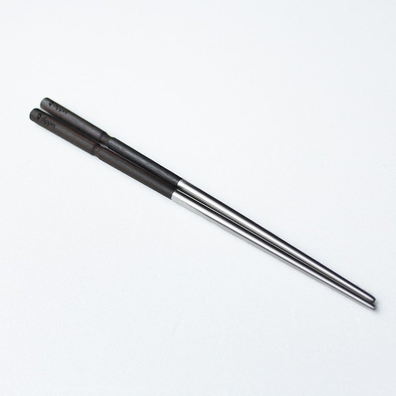 dipper 黑檀木不鏽鋼筷子(一雙入) - 筷子/筷子架 - 其他金屬 銀色