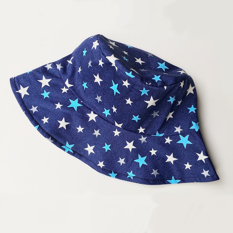 星空系列 宇宙藍星星棉麻漁夫帽 手工帽 - 帽子 - 其他材質 藍色