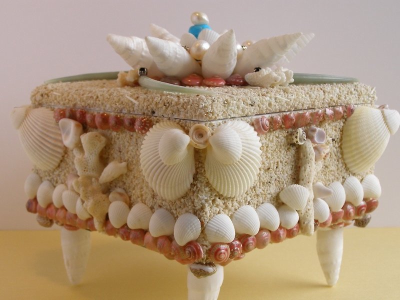 Pearl Shell Lotus Treasure Box-Pearl/Ocean Lover Box/Jewelry Box - สร้อยคอ - ไม้ 