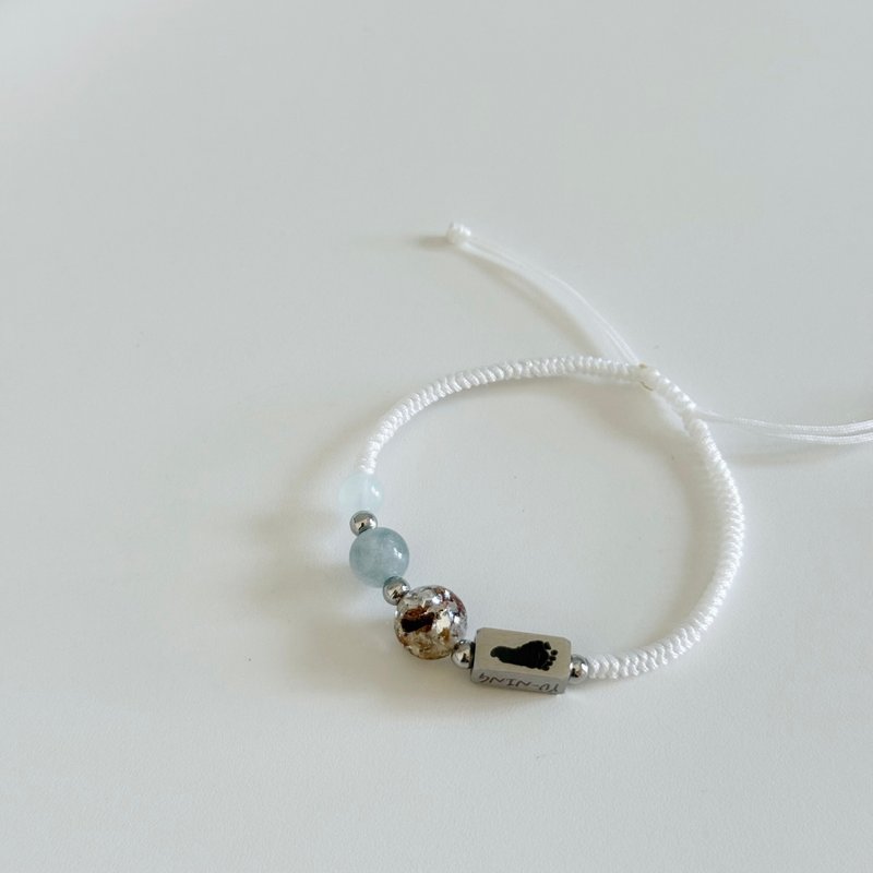 刻字紀念編織胎毛手環 臍帶紀念品 - 嬰兒手鍊/飾品 - 銀 