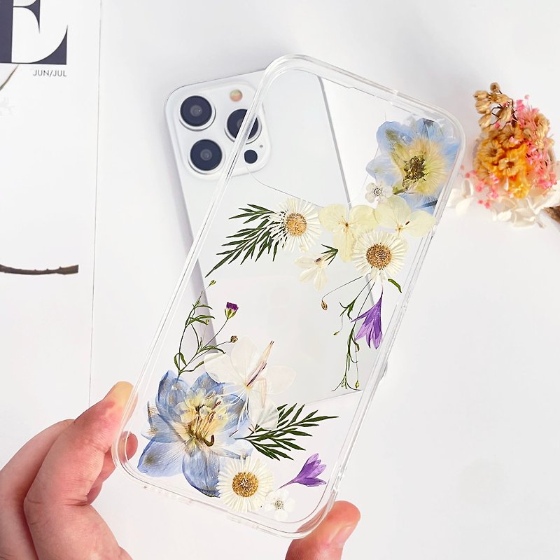 淡藍花園花手作押花手机壳 适用于iPhone Samsung Sony全系 - 手機殼/手機套 - 植物．花 