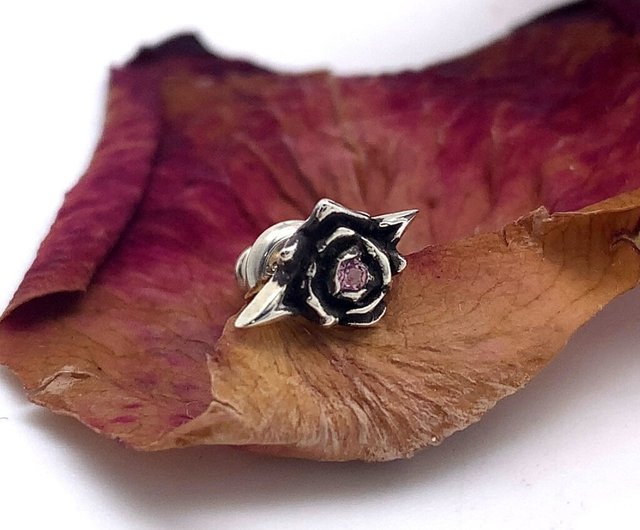 薔薇ピアス シルバー925/ピンクトルマリン/シルバーアクセサリー