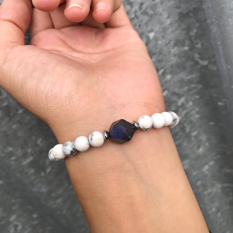 [Lost and find] natural stone courage bracelet on the designer's table - Bracelets - Gemstone Blue