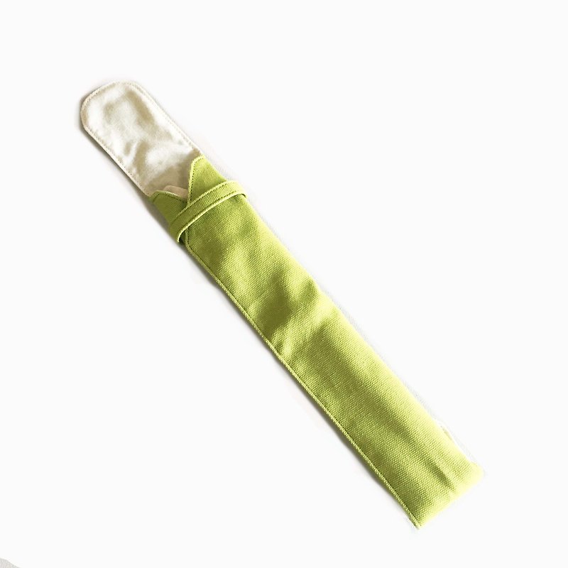Double organic cotton glass straw storage bag / does not include straw group / frog frog green - Reusable Straws - Cotton & Hemp Green