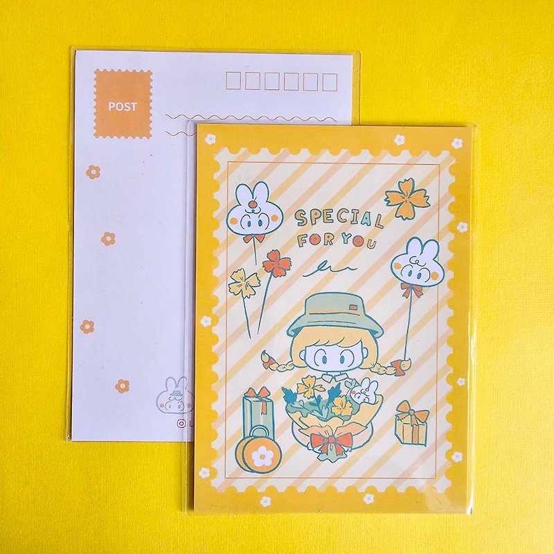 Lara ラ蕗-Bunny bouquet postcard - Cards & Postcards - Paper 