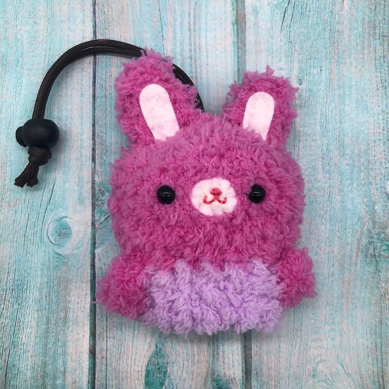 小桃兔 四種尺寸 毛線編織  鑰匙包  鑰匙收納  鑰匙袋 - 鑰匙圈/鑰匙包 - 其他人造纖維 粉紅色