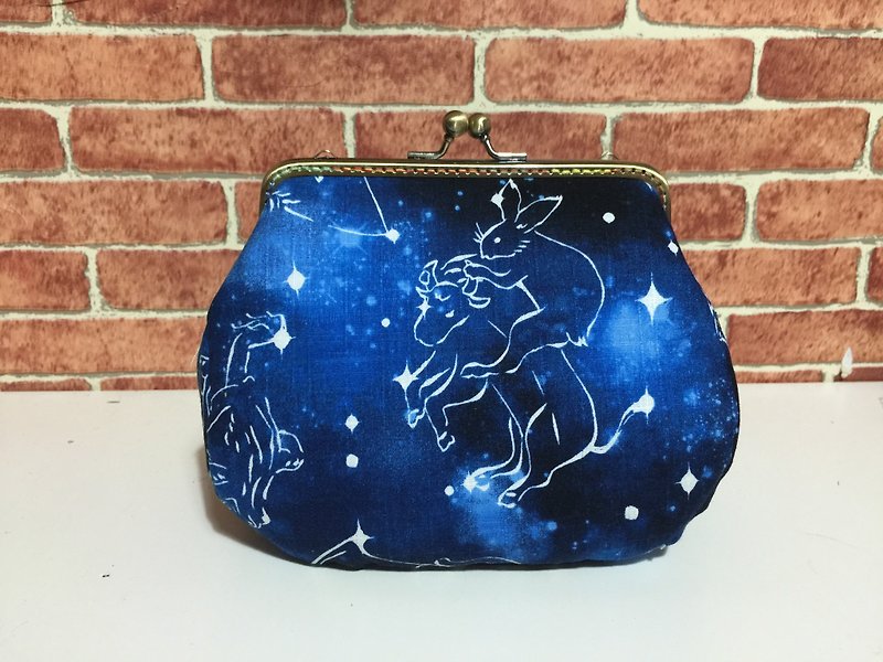 Starry sky meets catchy gold bag/shoulder/side back/camera bag/cosmetic bag/sundry bag/large capacity - Toiletry Bags & Pouches - Cotton & Hemp Blue