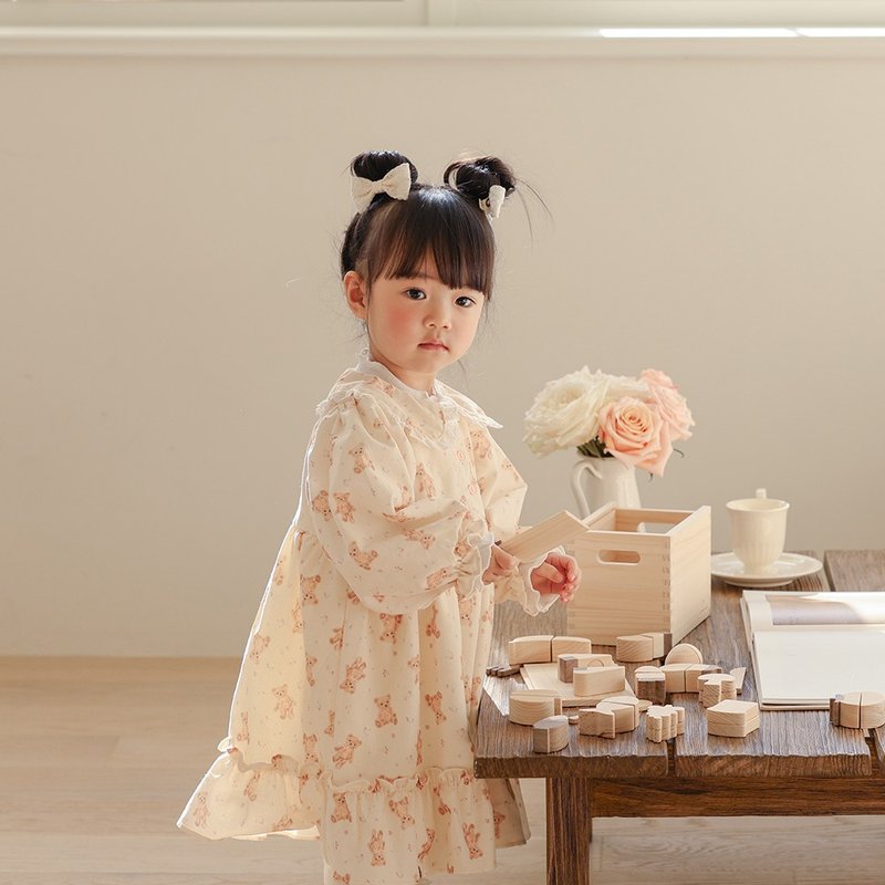 cute bear lovely premium corduro baby dress - 男/女童禮服 - 棉．麻 粉紅色