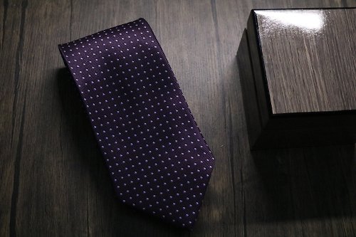 壞紳士 高端商務系列/紫色小波點百分百真絲領帶