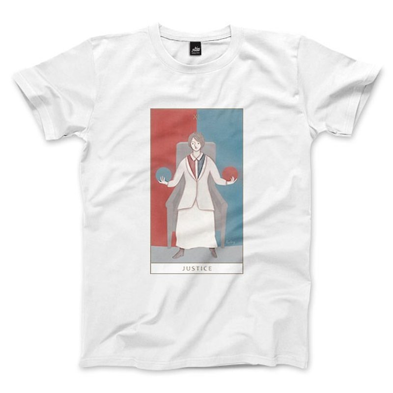 XI |正義-ホワイト-ユニセックスTシャツ - Tシャツ メンズ - コットン・麻 ホワイト