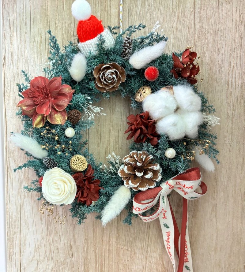 癒心花藝| | 聖誕節花禮| 冬日紅韻聖誕花圈 聖誕佈置 - 乾燥花/永生花 - 植物．花 