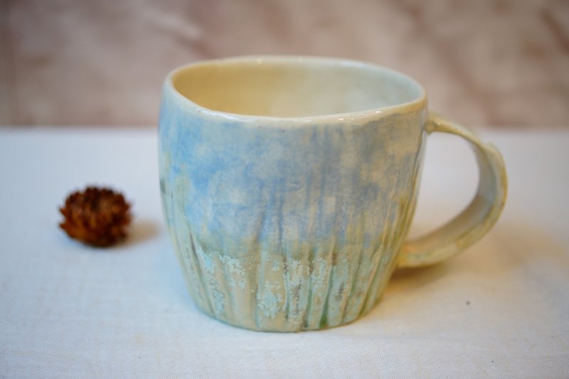 手捏方口馬克杯 翡翠 280ml  咖啡杯 陶杯 茶杯 - 咖啡杯/馬克杯 - 陶 卡其色