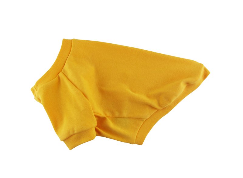 Yellow 1 x 1 Cotton Rib Knit Tee, Dog T-shirt, Dog Apparel - ชุดสัตว์เลี้ยง - วัสดุอื่นๆ สีเหลือง