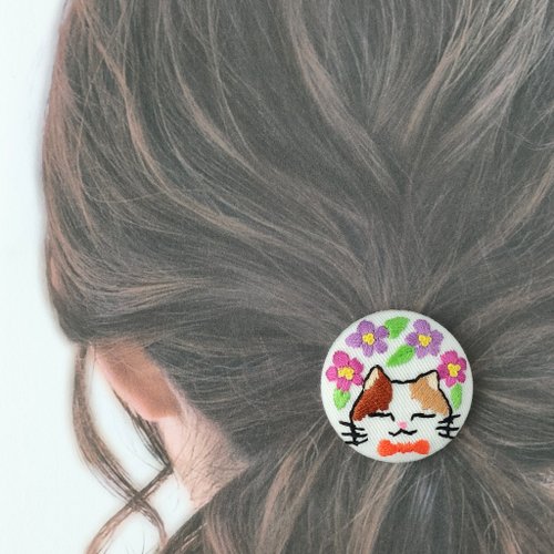 桜満開 ブルー 猫ちゃんヘアゴム 桜満開 ブルー 猫ちゃんヘアゴム