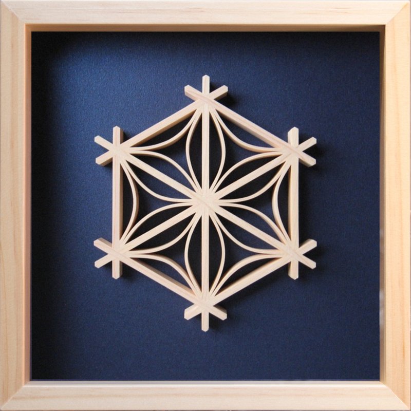 組子細工 ニッチフレーム  七宝柄   22 X 22 cm - 壁貼/牆壁裝飾 - 木頭 藍色