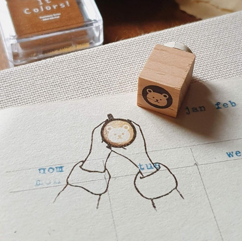 ไม้ ตราปั๊ม/สแตมป์/หมึก สีนำ้ตาล - coffee rubber stamp for journaling
