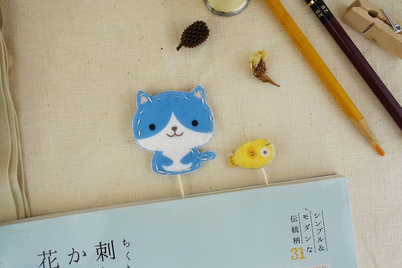 Cloth bookmarks - cats love to eat fish - Bookmarks - Other Materials Multicolor
