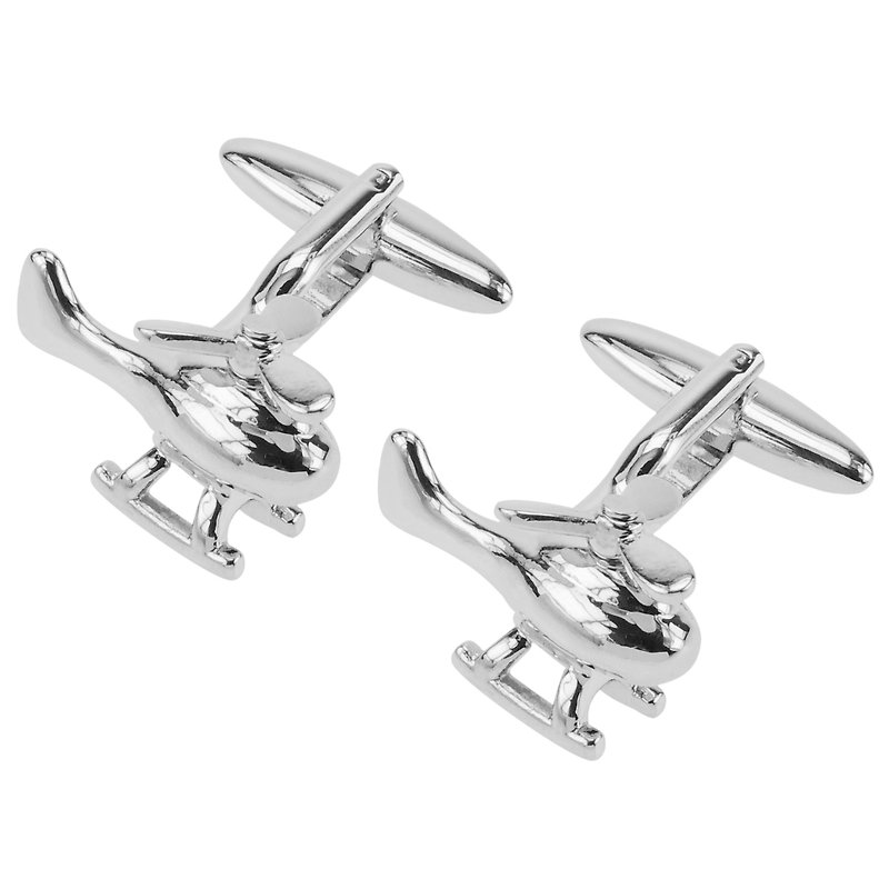 Movable Helicopter Cufflinks - Cuff Links - Other Metals Silver
