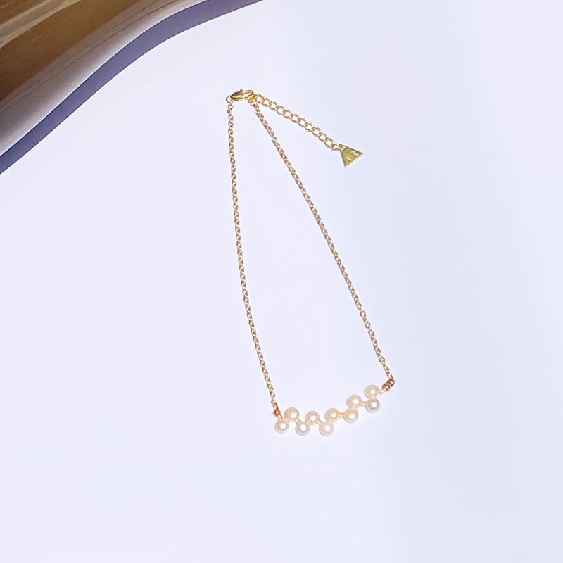 Necklace Twist Pearl - 鎖骨鍊 - 珍珠 金色