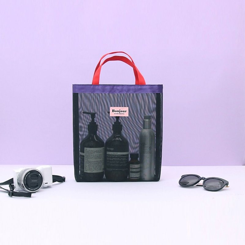 Second Mansion glare grid universal tote bag-01 black glare, PLD63659 - Handbags & Totes - Nylon Black