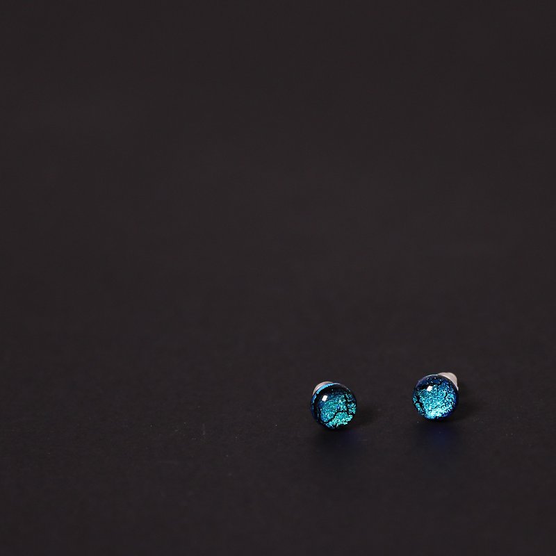 Bottle button earrings _ blue galaxy _ fair trade - ต่างหู - แก้ว สีน้ำเงิน