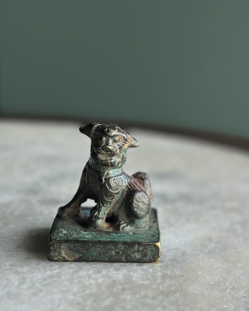 日本帶回 老件 獸首紐四方銅印 - 擺飾/家飾品 - 銅/黃銅 