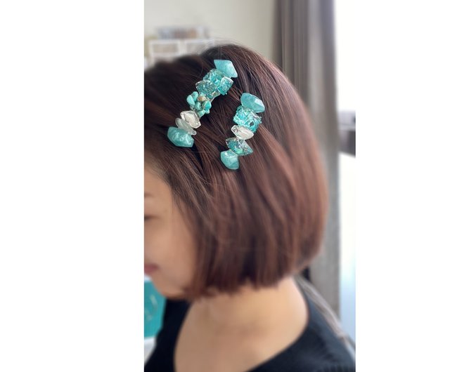 海流|天然石ヘアアクセサリー|レジンヘアクリップ|フレンチ 海流|天然石ヘアアクセサリー|レジンヘアクリップ|フレンチ