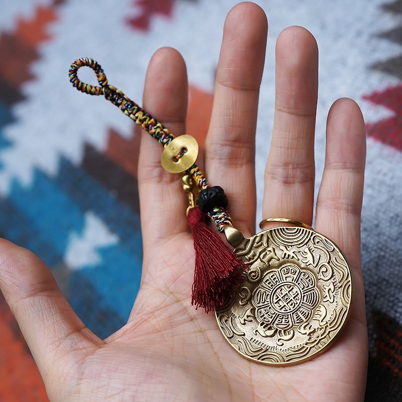九宮八卦牌 未時VISHI原創設計西藏純黃銅風水護身鑰匙墜車包掛件 - 其他 - 銅/黃銅 