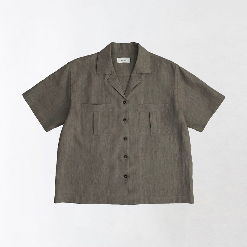 Dark gray. Loose Hawaiian shirt - Women's Shirts - Cotton & Hemp 