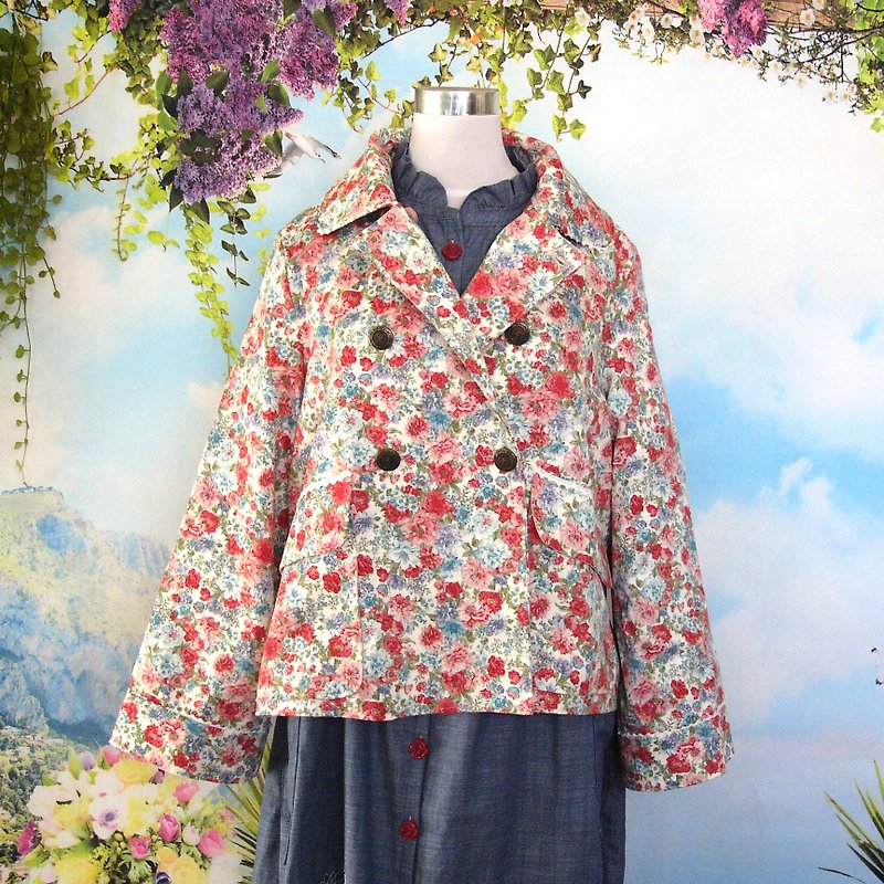 Spring floral double jacket - เสื้อแจ็คเก็ต - ผ้าฝ้าย/ผ้าลินิน หลากหลายสี