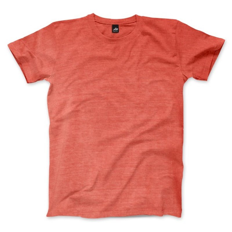 Plain American Country Short Sleeve T-Shirt-Salmon Red - เสื้อยืดผู้ชาย - ผ้าฝ้าย/ผ้าลินิน สีส้ม