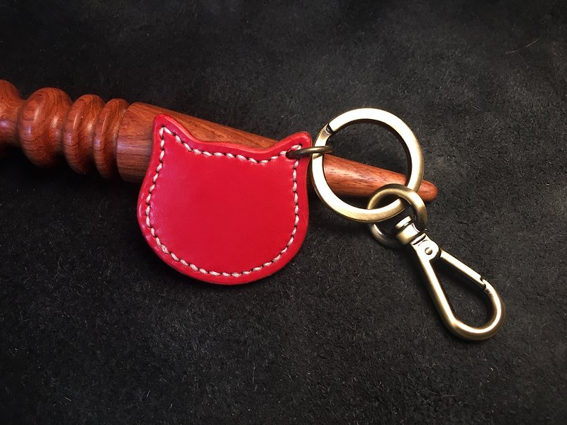 Color S version cat leisure card key ring - Keychains - Genuine Leather 