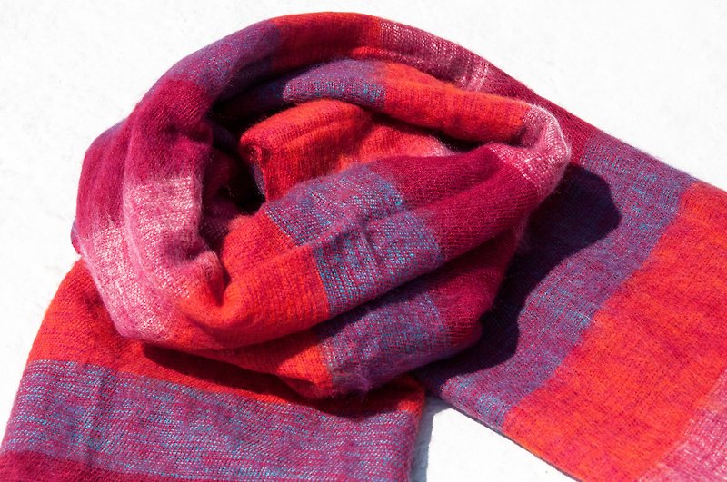 Pure wool shawl / knitted scarf / knitted shawl / blanket / pure wool scarf / wool shawl - fruit tea - Knit Scarves & Wraps - Wool Multicolor