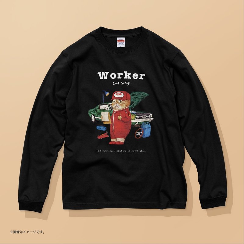 WORKER mechanic cat/cotton t-shirt - Women's T-Shirts - Cotton & Hemp Black