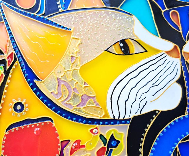 アメリカ ステンドグラス Cat 猫シカゴ美術館グラスマスターズ社にゃんこ アメリカ ステンドグラス Cat 猫シカゴ美術館グラスマスターズ社