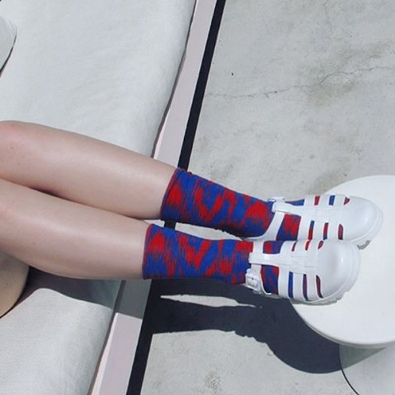Red and blue frequency - Socks - Cotton & Hemp 