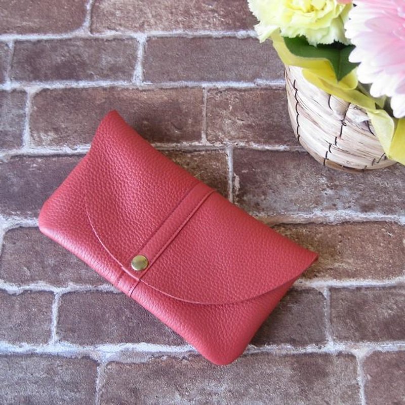 "GlobeⅡ" wallet (fluffy wallet) <salmon pink> - กระเป๋าสตางค์ - หนังแท้ 